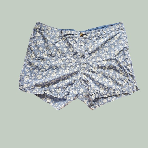 Old Navy Pants - Old Navy Everyday Short Womens 22 Plus Blue Floral Linen Blend High Rise Good